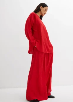 Best Blusa holgada tipo túnica de mezcla de viscosa arrugada con estructura Mujer Conjuntos De Ropa|Esenciales