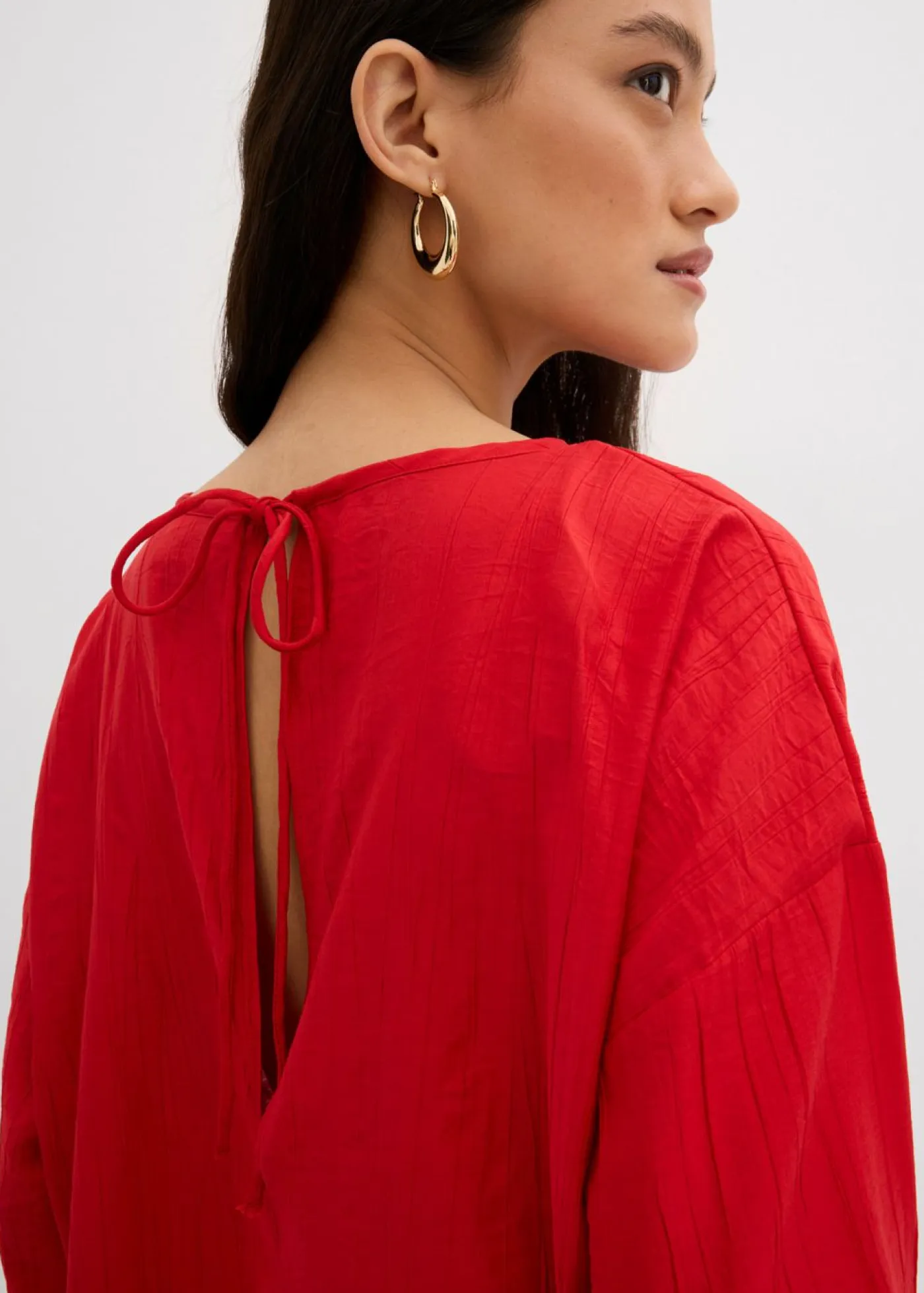 Best Blusa holgada tipo túnica de mezcla de viscosa arrugada con estructura Mujer Conjuntos De Ropa|Esenciales