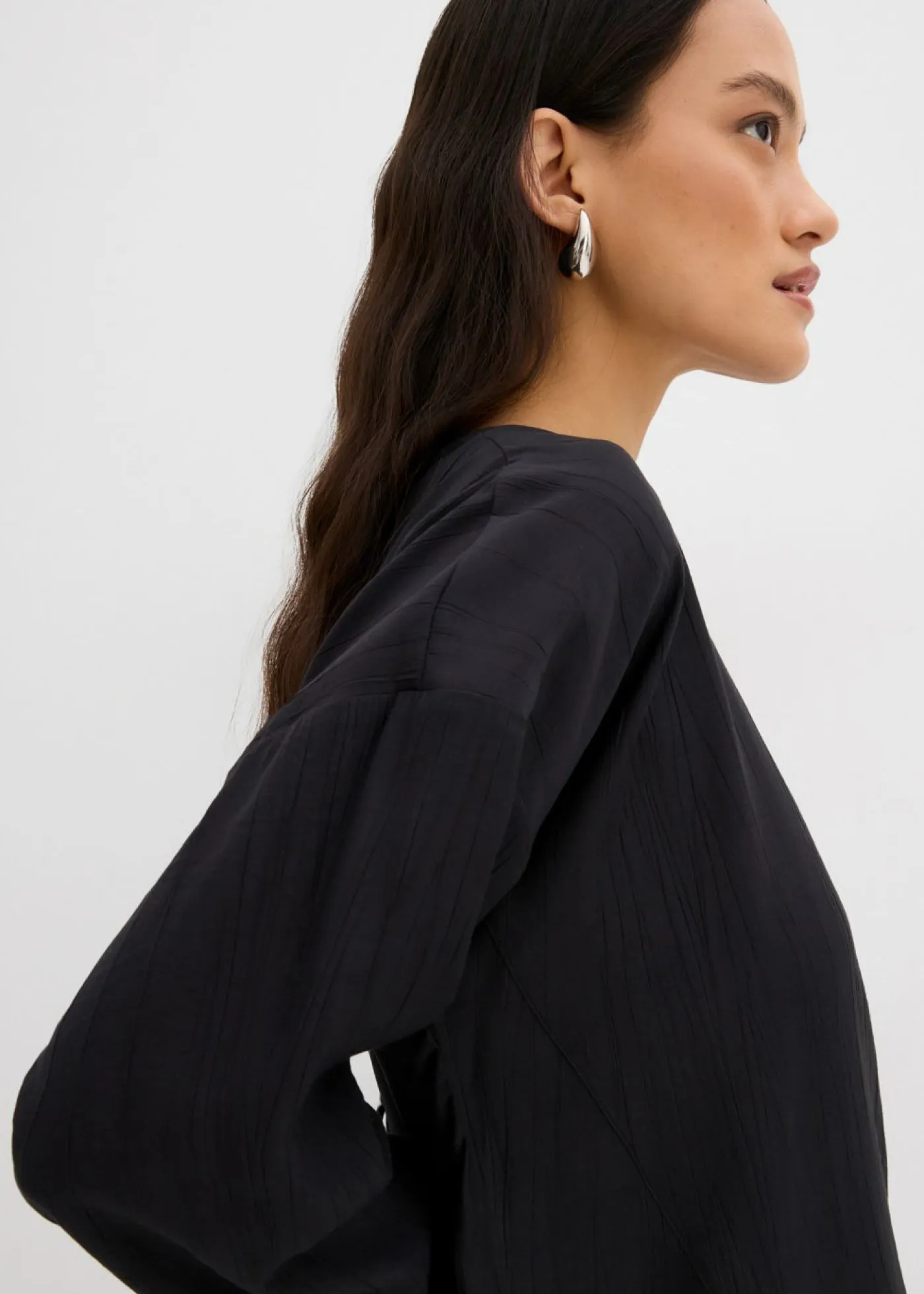 Hot Blusa holgada tipo túnica de mezcla de viscosa arrugada con estructura Mujer Conjuntos De Ropa|Esenciales