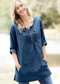 Best Blusa larga con corte en A Mujer Camisas Y Blusas