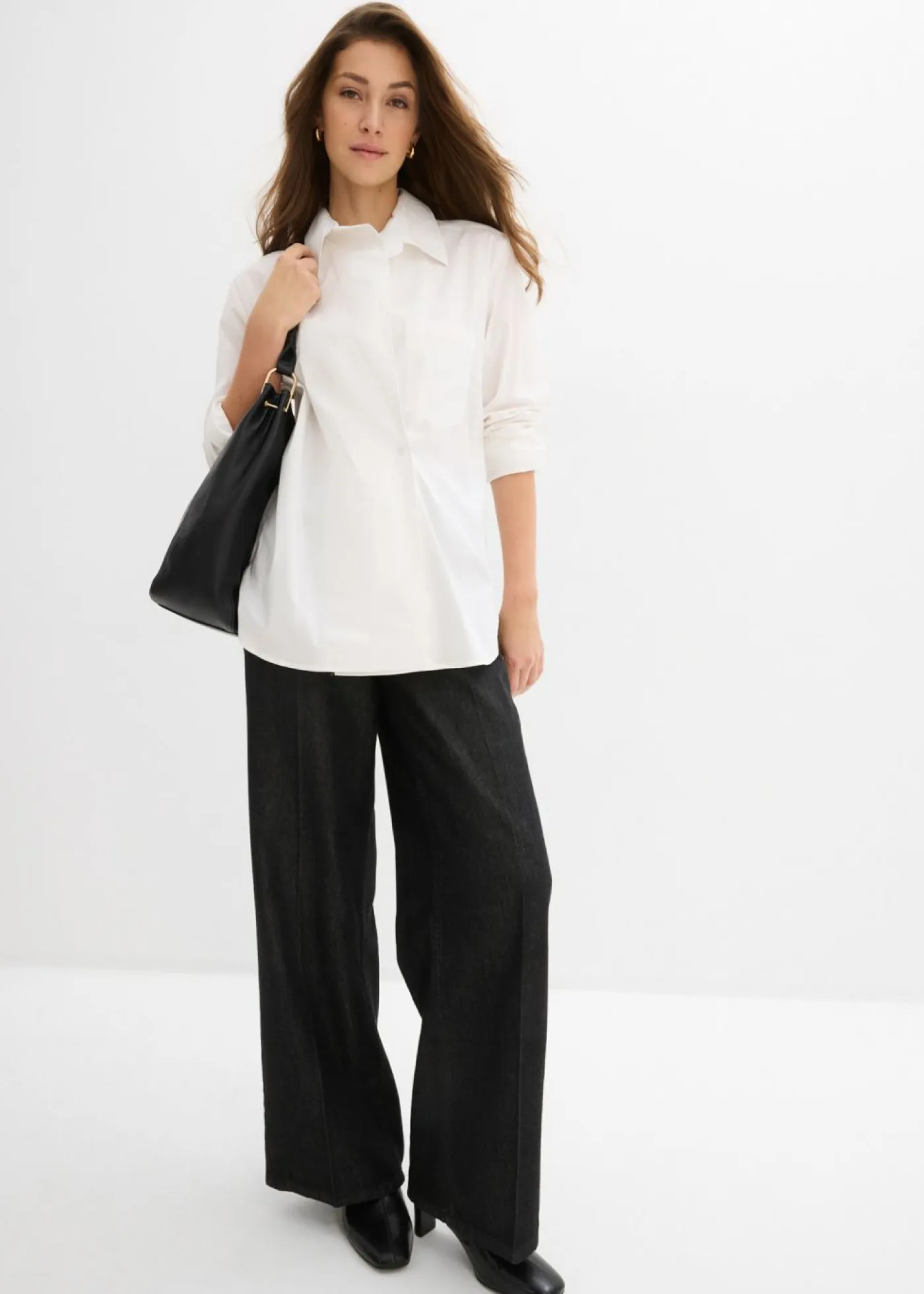 Hot Blusa larga con escote en V Mujer Camisas Y Blusas|Novedades
