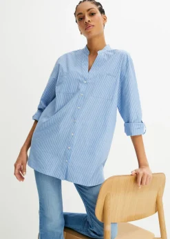 Blusa larga con mangas remangables Mujer Camisas Y Blusas