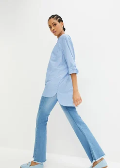 Blusa larga con mangas remangables Mujer Camisas Y Blusas