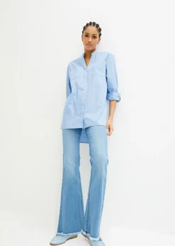 Blusa larga con mangas remangables Mujer Camisas Y Blusas