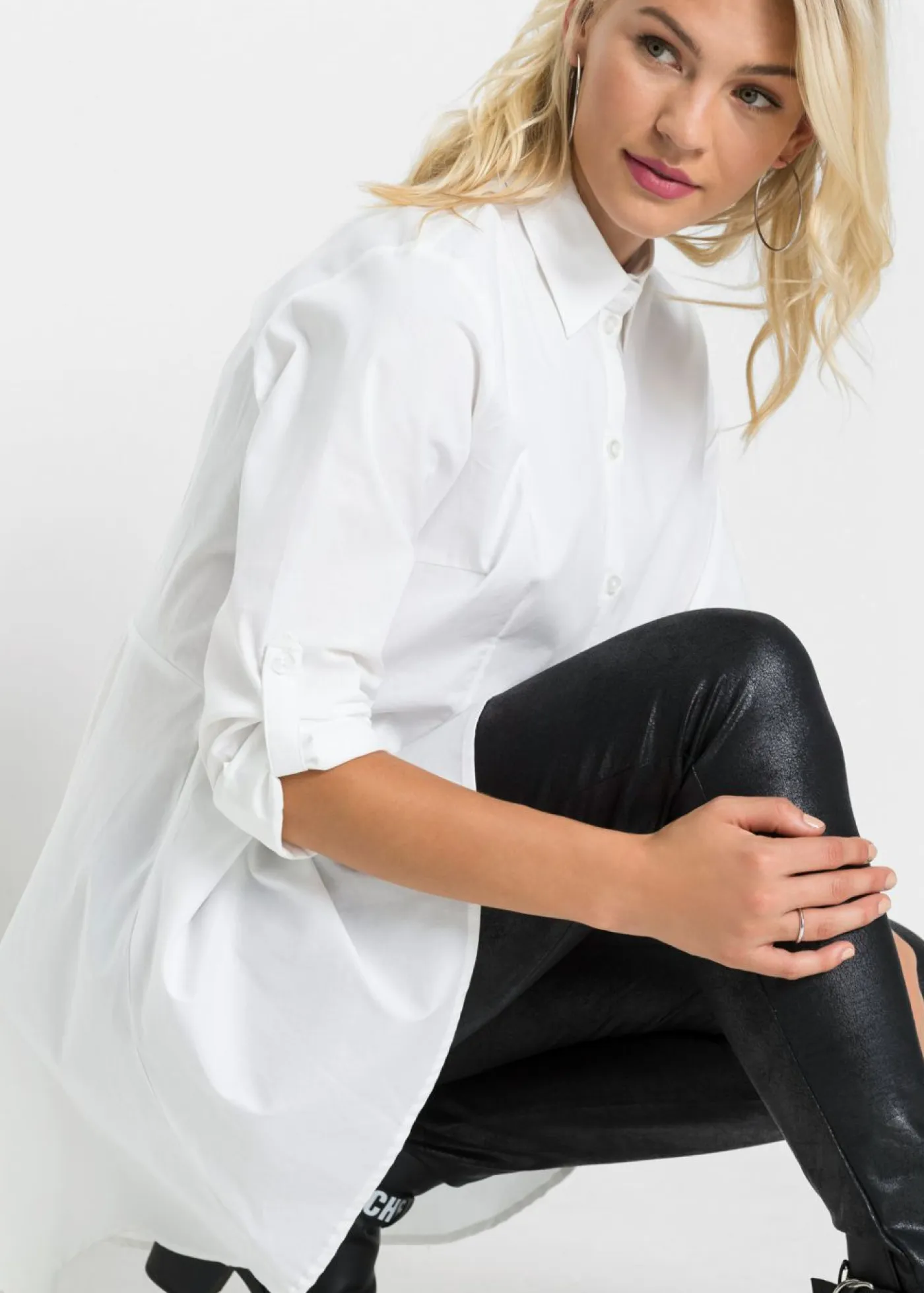 Blusa larga con volante Mujer Camisas Y Blusas