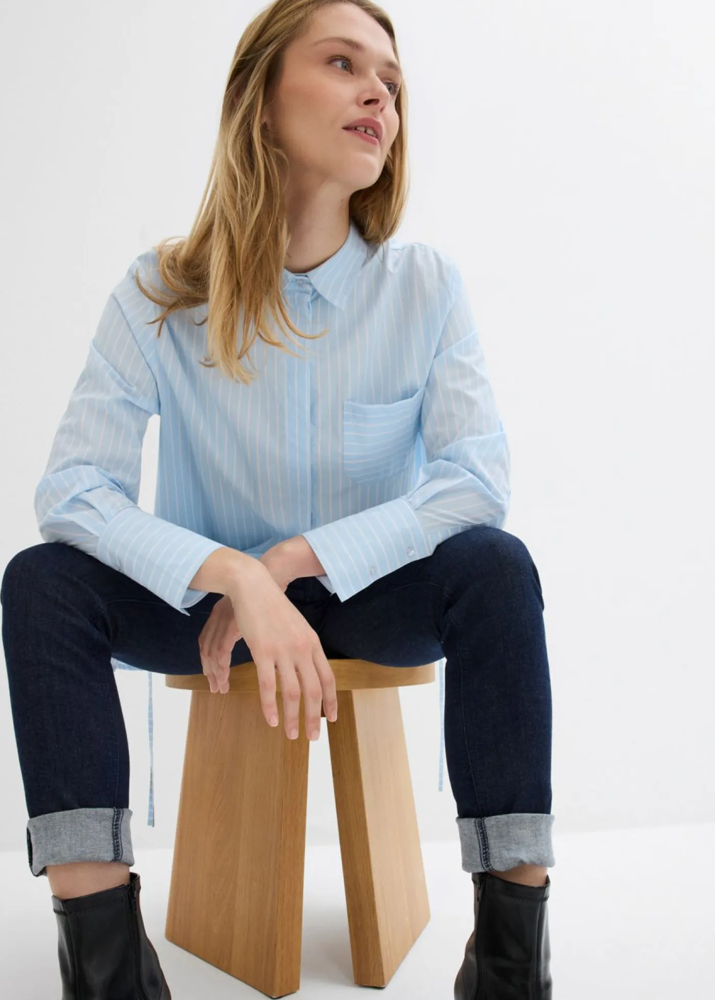 Clearance Blusa larga de algodón puro Mujer Camisas Y Blusas