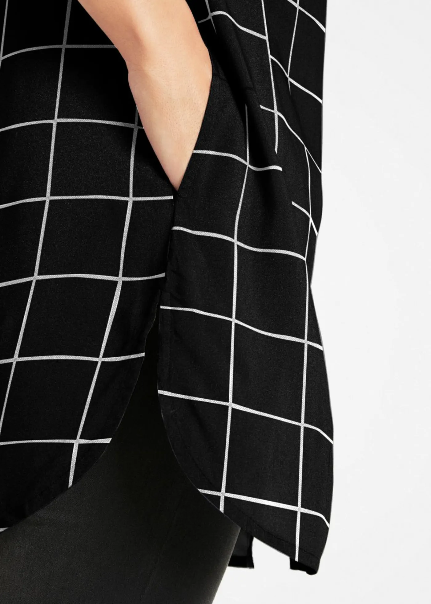 Clearance Blusa larga de cuadros con bolsillos Mujer Camisas Y Blusas