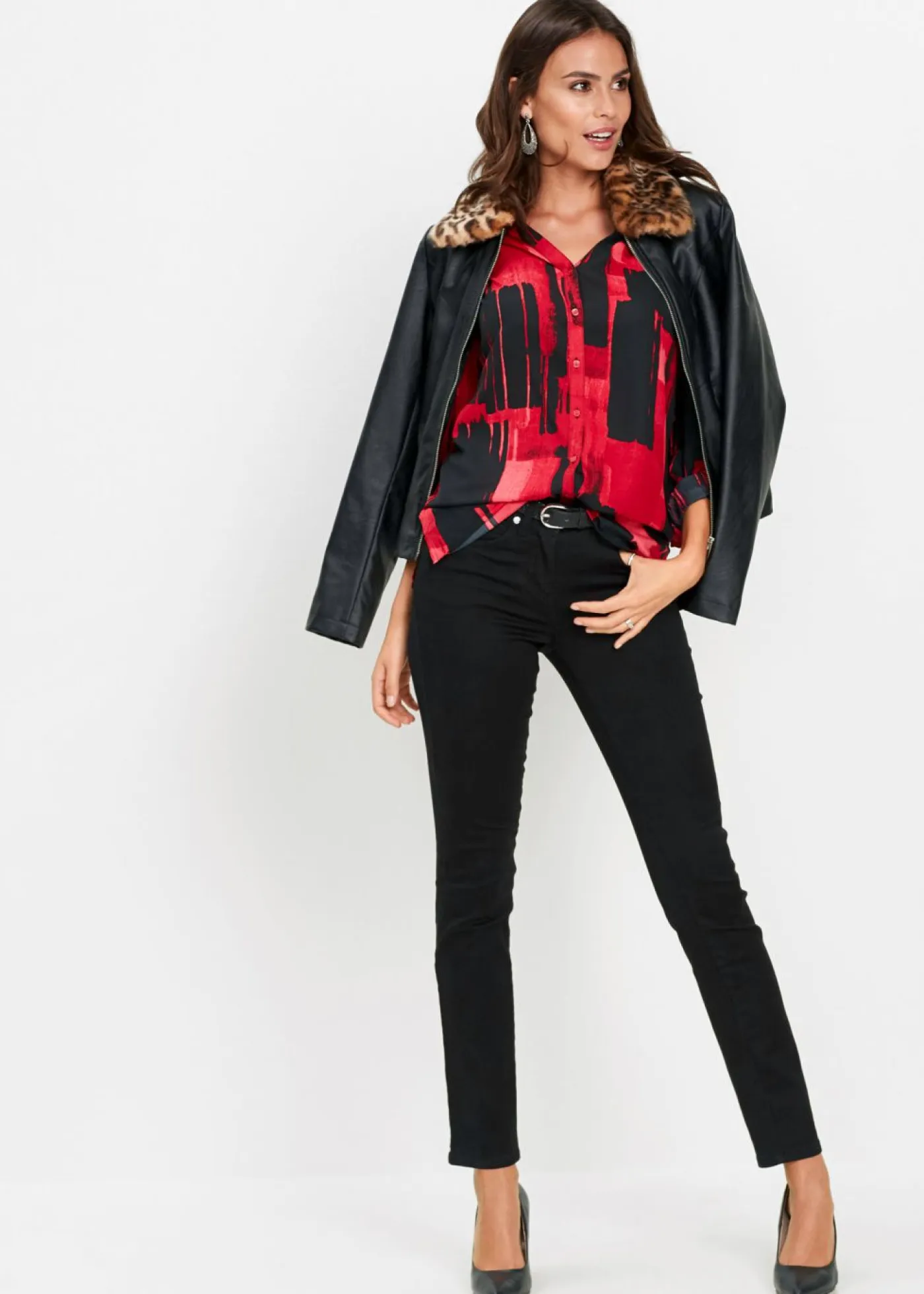 Discount Blusa larga de gasa con estampado Mujer Camisas Y Blusas