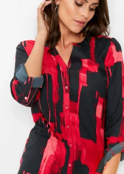 Discount Blusa larga de gasa con estampado Mujer Camisas Y Blusas