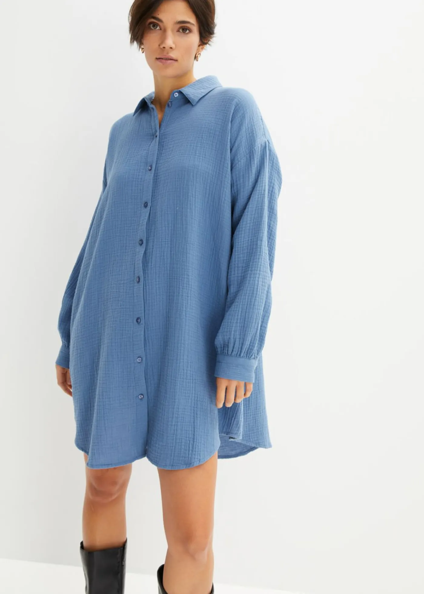 Outlet Blusa larga de muselina con corte holgado Mujer Camisas Y Blusas|Novedades