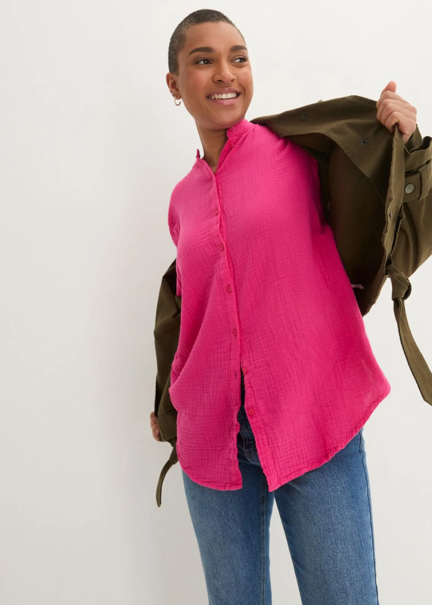 Hot Blusa larga de muselina ligera Mujer Camisas Y Blusas|Novedades