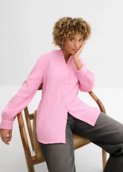 Best Blusa larga de muselina ligera Mujer Camisas Y Blusas|Novedades