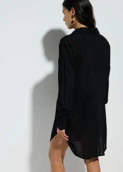 Hot Blusa larga de playa de viscosa fluida Mujer Ropa De Playa|Vestidos