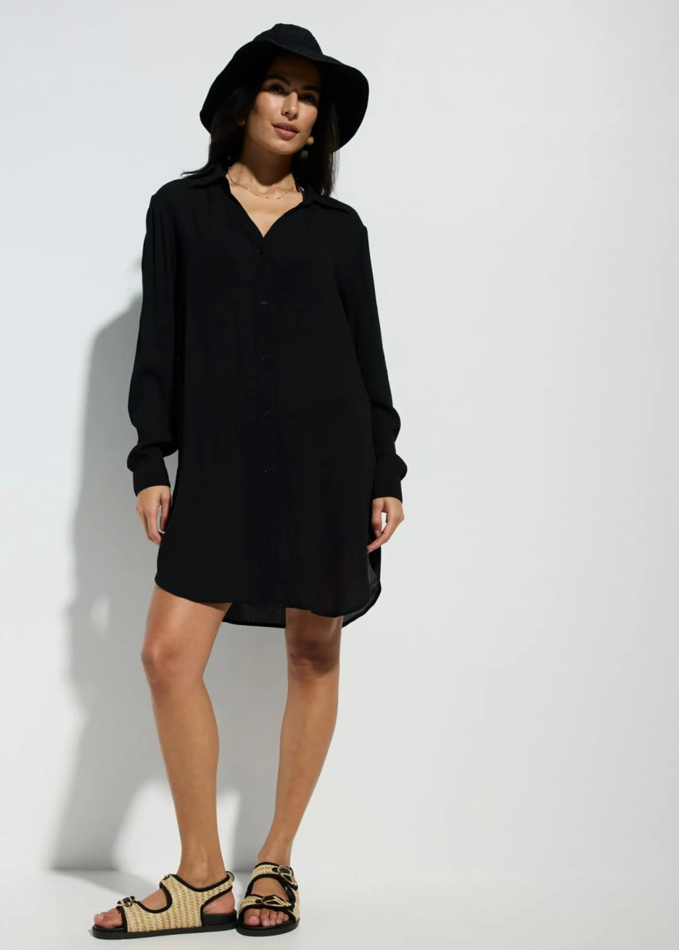 Hot Blusa larga de playa de viscosa fluida Mujer Ropa De Playa|Vestidos