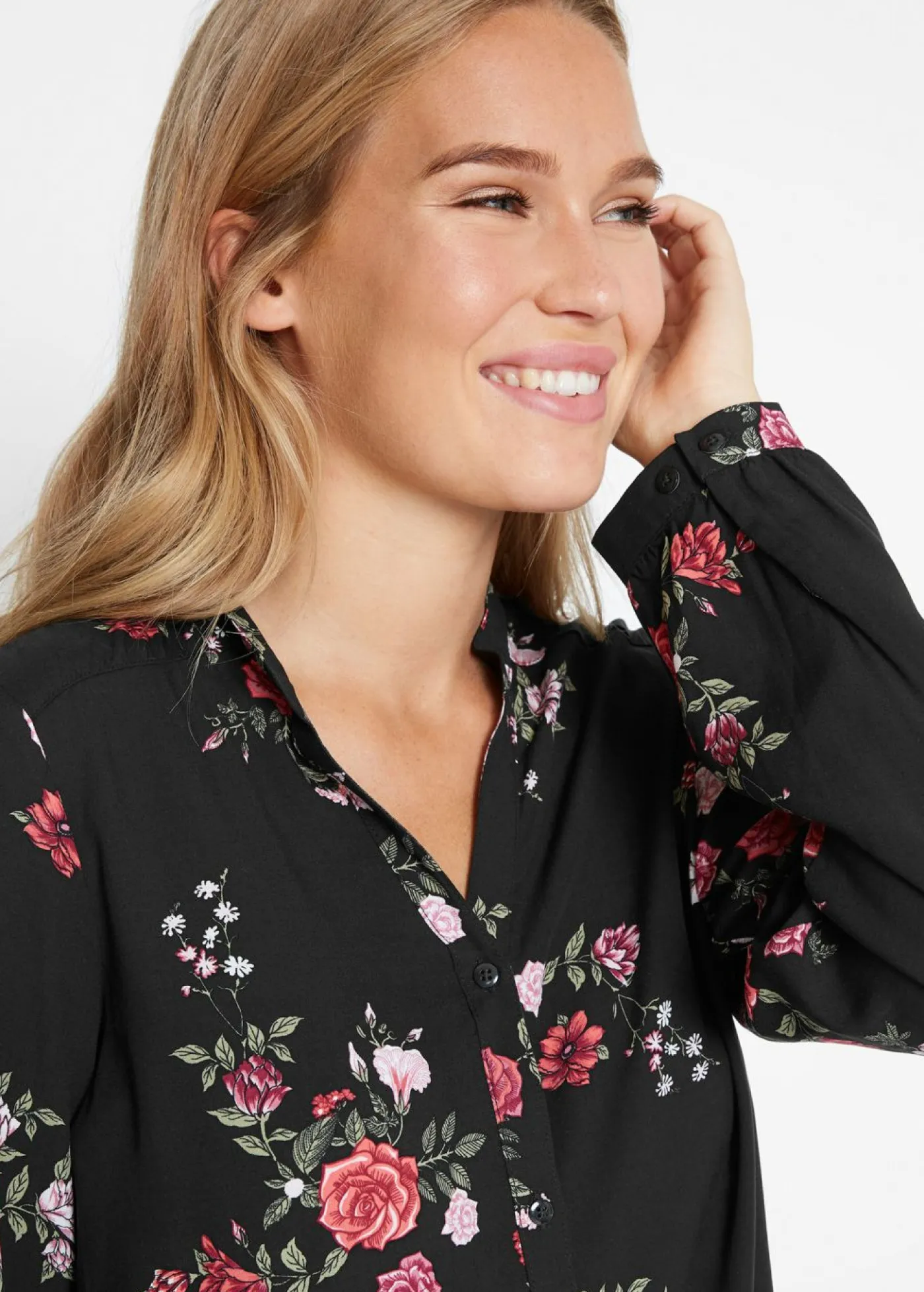 Online Blusa larga de viscosa fluida Mujer Camisas Y Blusas
