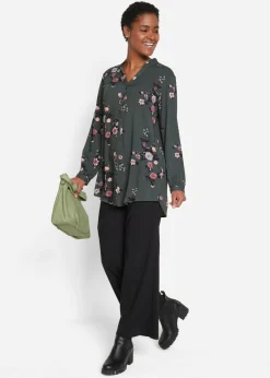 New Blusa larga de viscosa fluida Mujer Camisas Y Blusas