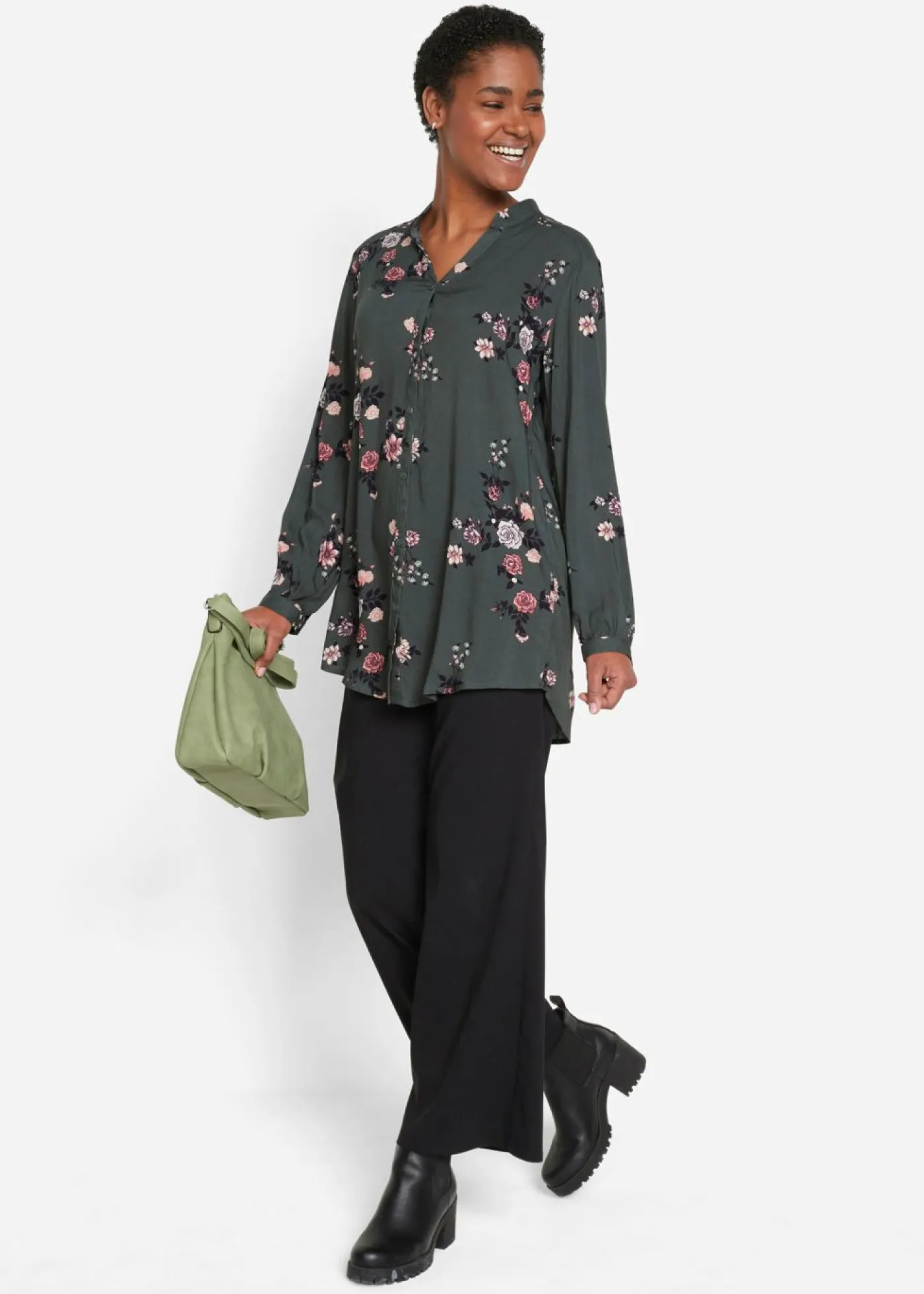New Blusa larga de viscosa fluida Mujer Camisas Y Blusas