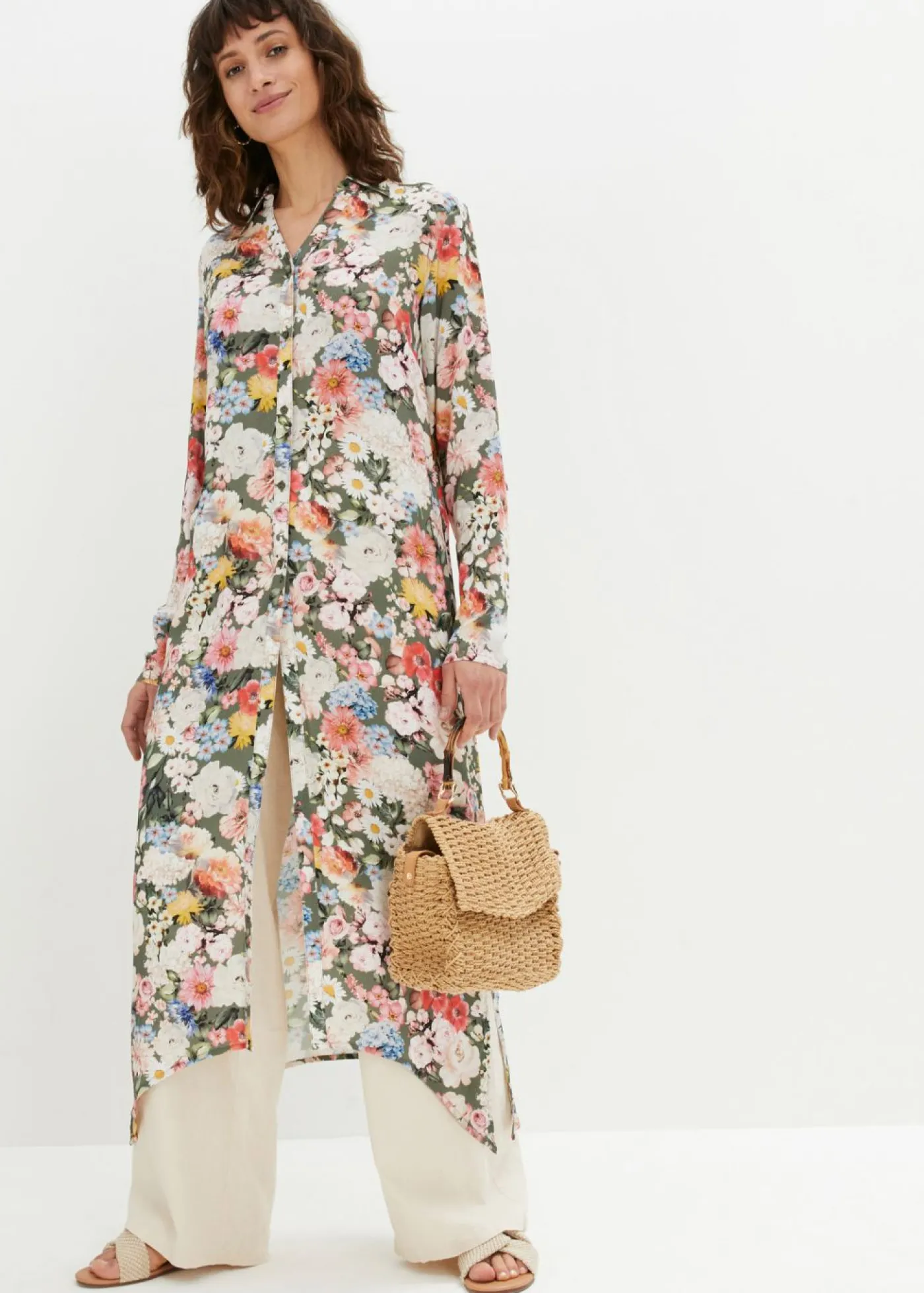 Outlet Blusa larga de viscosa fluida Mujer Camisas Y Blusas