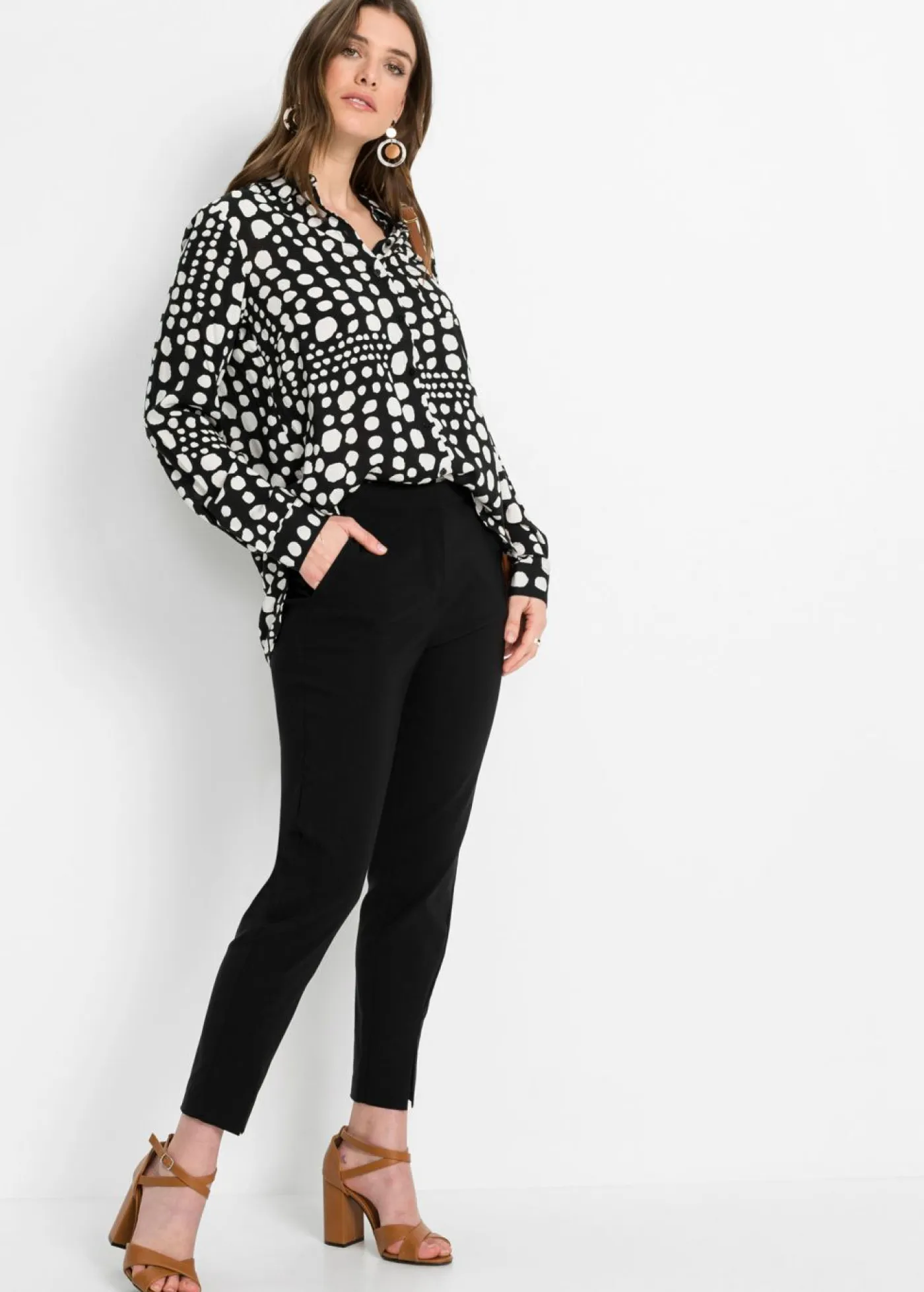 Best Blusa larga estampada de viscosa fluida Mujer Camisas Y Blusas
