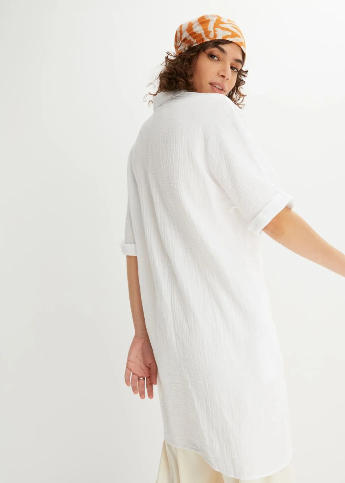 Online Blusa larga holgada de muselina suave Mujer Camisas Y Blusas|Novedades