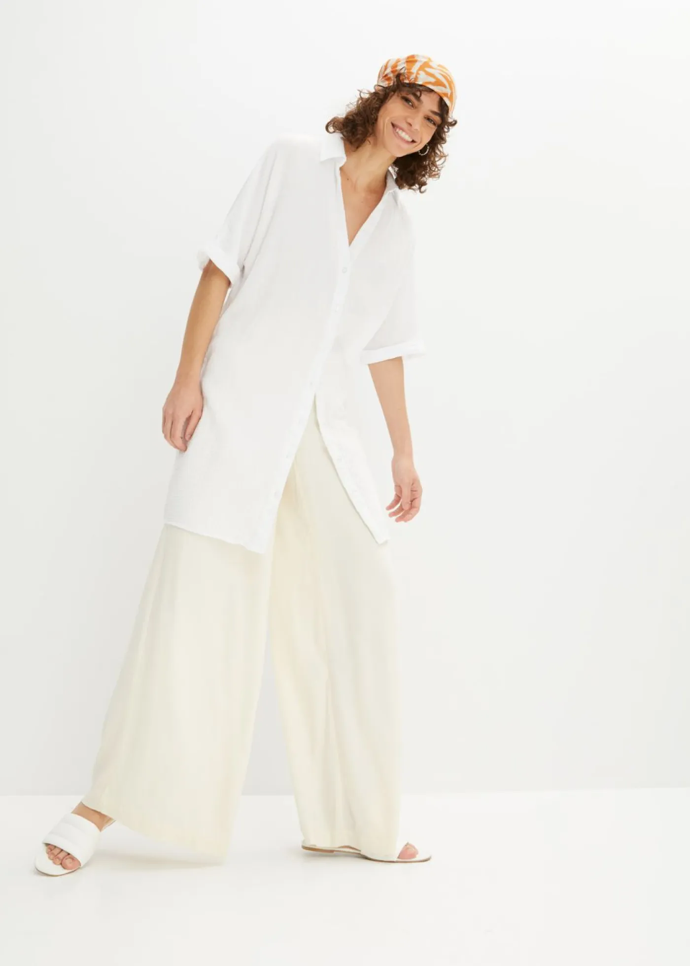 Online Blusa larga holgada de muselina suave Mujer Camisas Y Blusas|Novedades