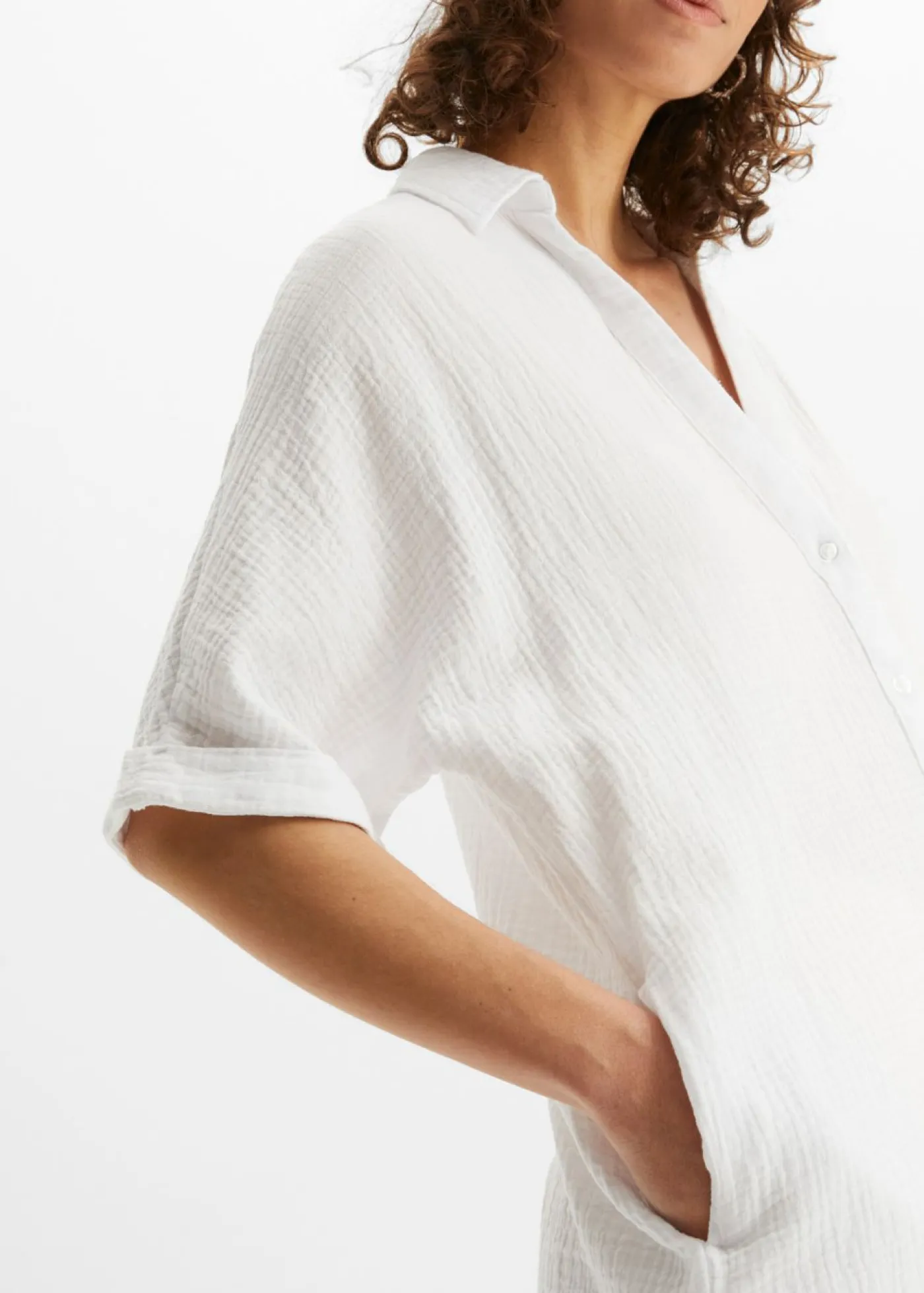 Online Blusa larga holgada de muselina suave Mujer Camisas Y Blusas|Novedades