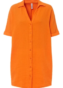 New Blusa larga holgada de muselina suave Mujer Camisas Y Blusas|Novedades