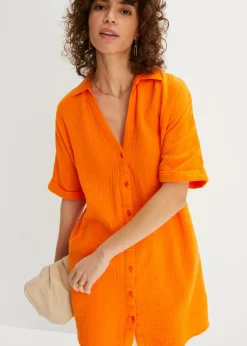 New Blusa larga holgada de muselina suave Mujer Camisas Y Blusas|Novedades