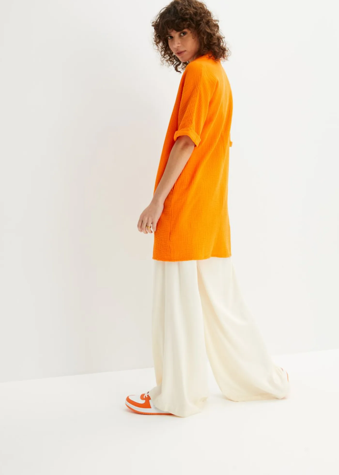 New Blusa larga holgada de muselina suave Mujer Camisas Y Blusas|Novedades
