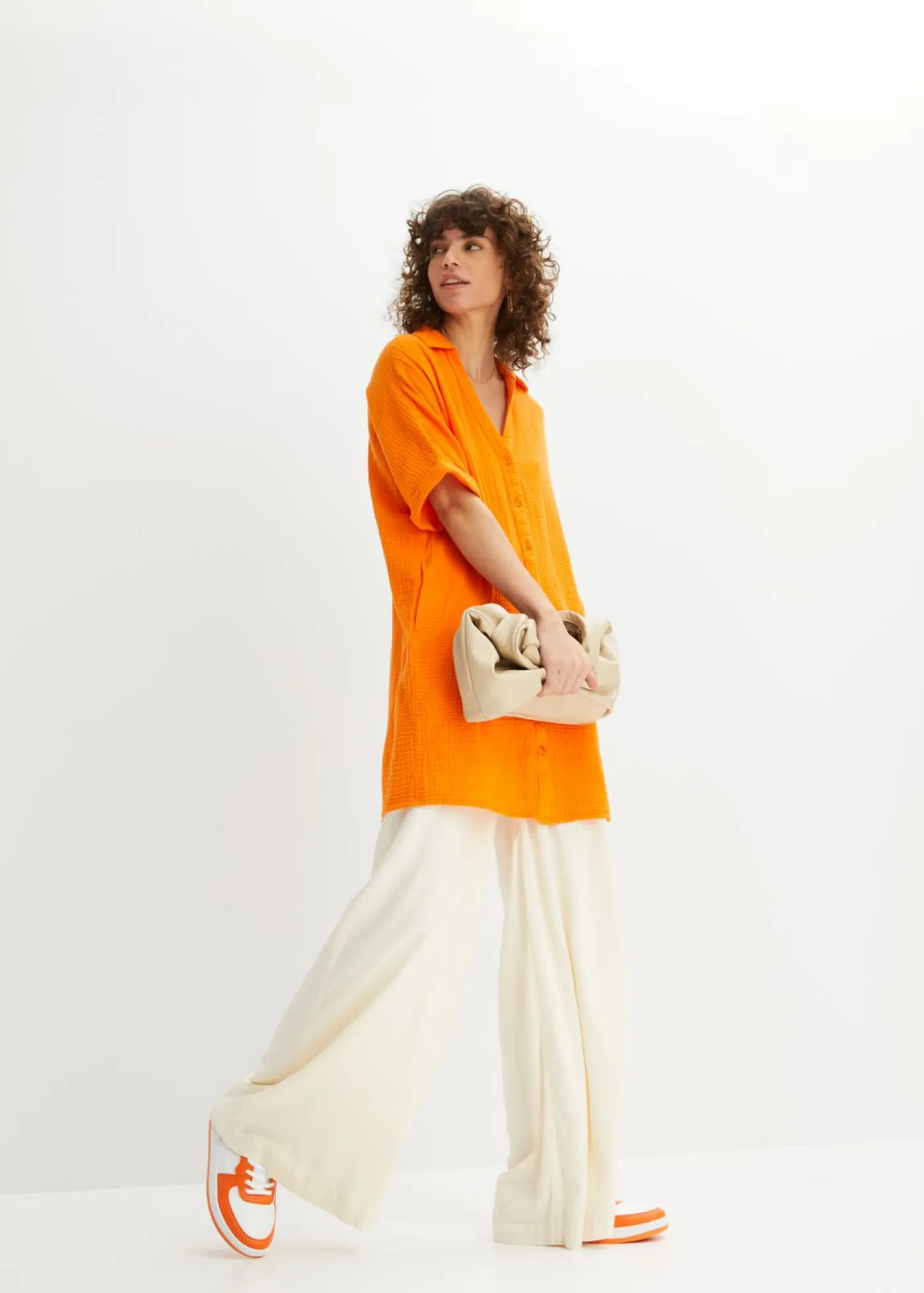 New Blusa larga holgada de muselina suave Mujer Camisas Y Blusas|Novedades