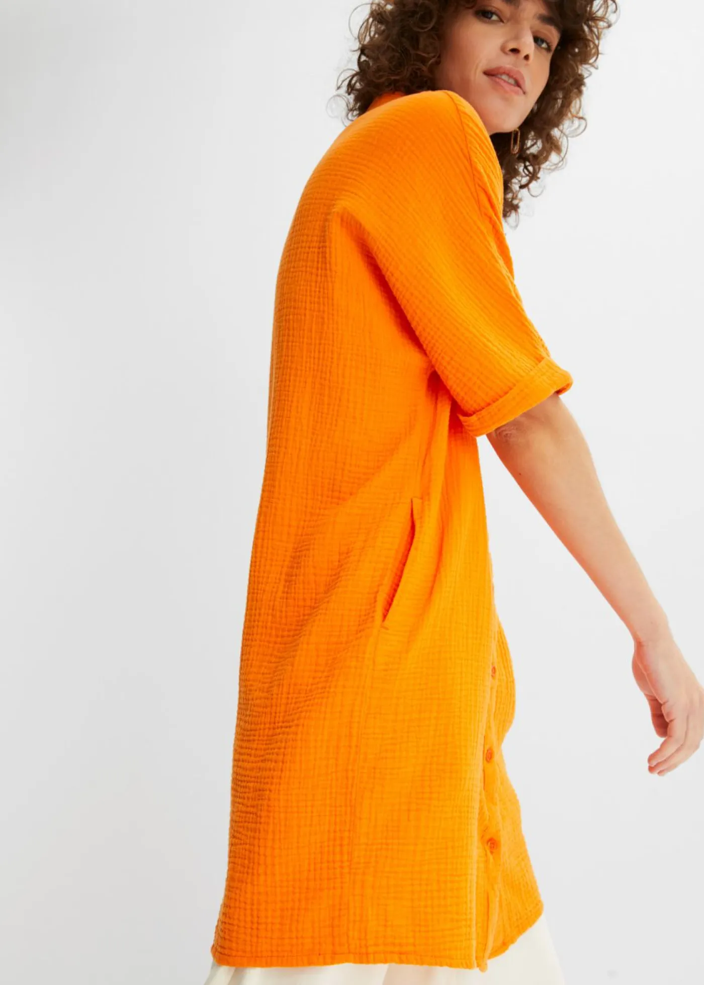 New Blusa larga holgada de muselina suave Mujer Camisas Y Blusas|Novedades