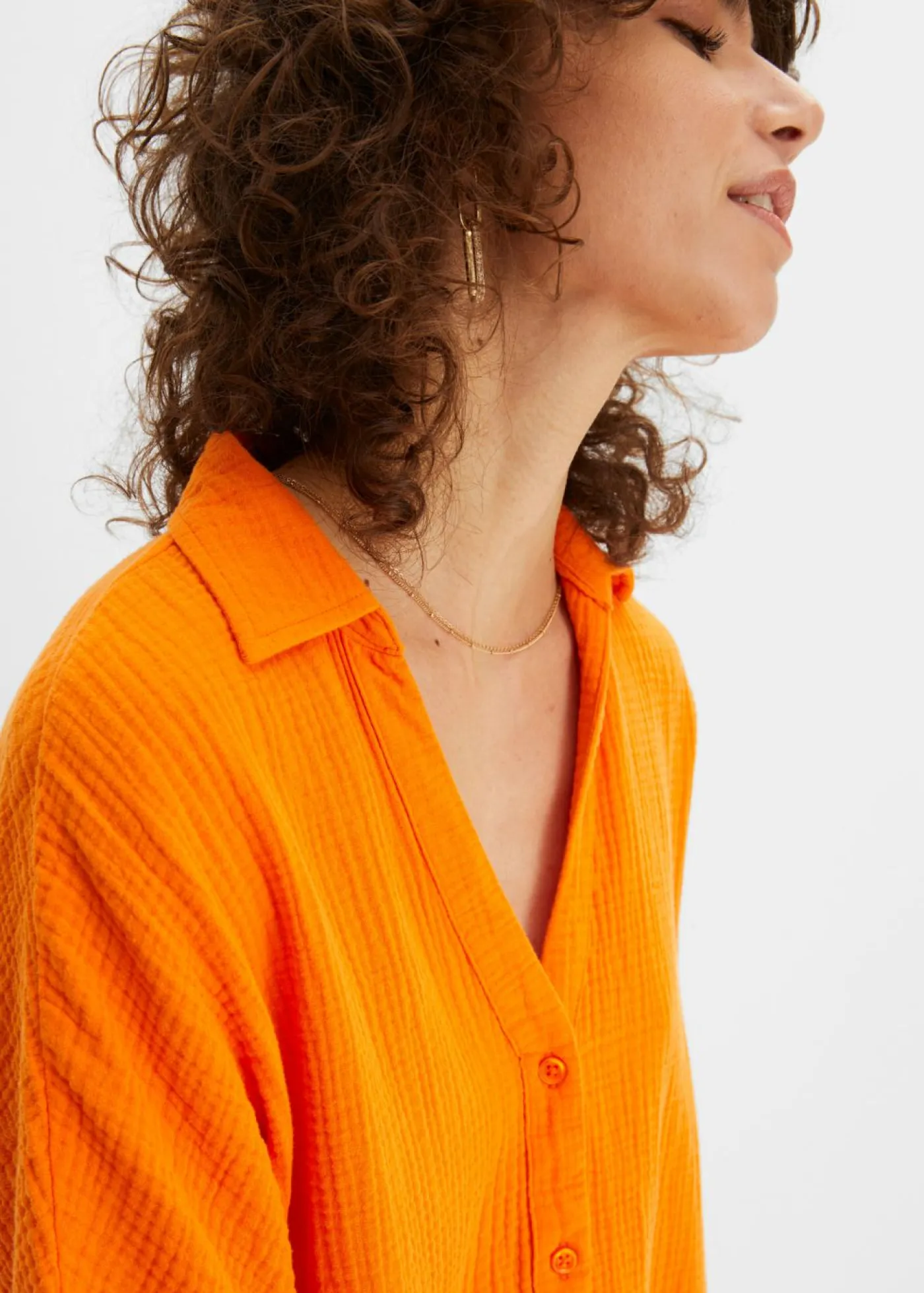 New Blusa larga holgada de muselina suave Mujer Camisas Y Blusas|Novedades