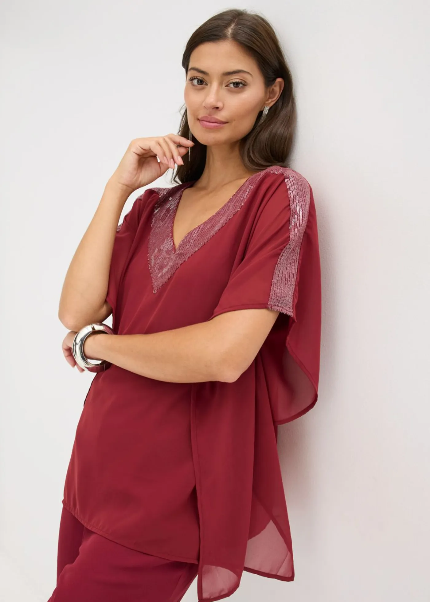 Outlet Blusa oversize con inserción de lentejuelas Mujer Camisas Y Blusas|Ropa Elegante