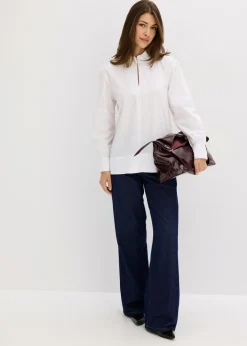 Outlet Blusa oversize con mangas voluminosas Mujer Esenciales|Camisas Y Blusas