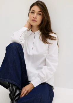 Outlet Blusa oversize con mangas voluminosas Mujer Esenciales|Camisas Y Blusas