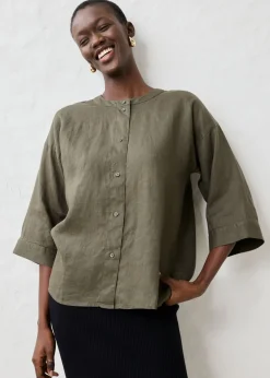 Hot Blusa oversize de lino puro Mujer Premium|Camisas Y Blusas
