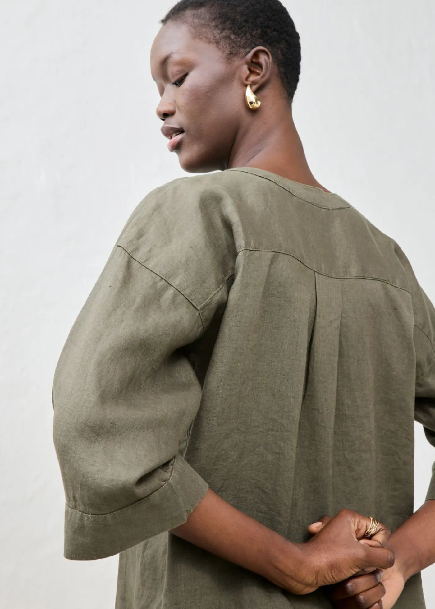 Hot Blusa oversize de lino puro Mujer Premium|Camisas Y Blusas
