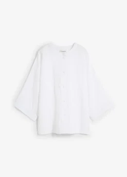 Blusa oversize de lino puro Mujer Premium|Camisas Y Blusas