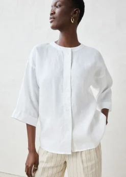 Blusa oversize de lino puro Mujer Premium|Camisas Y Blusas