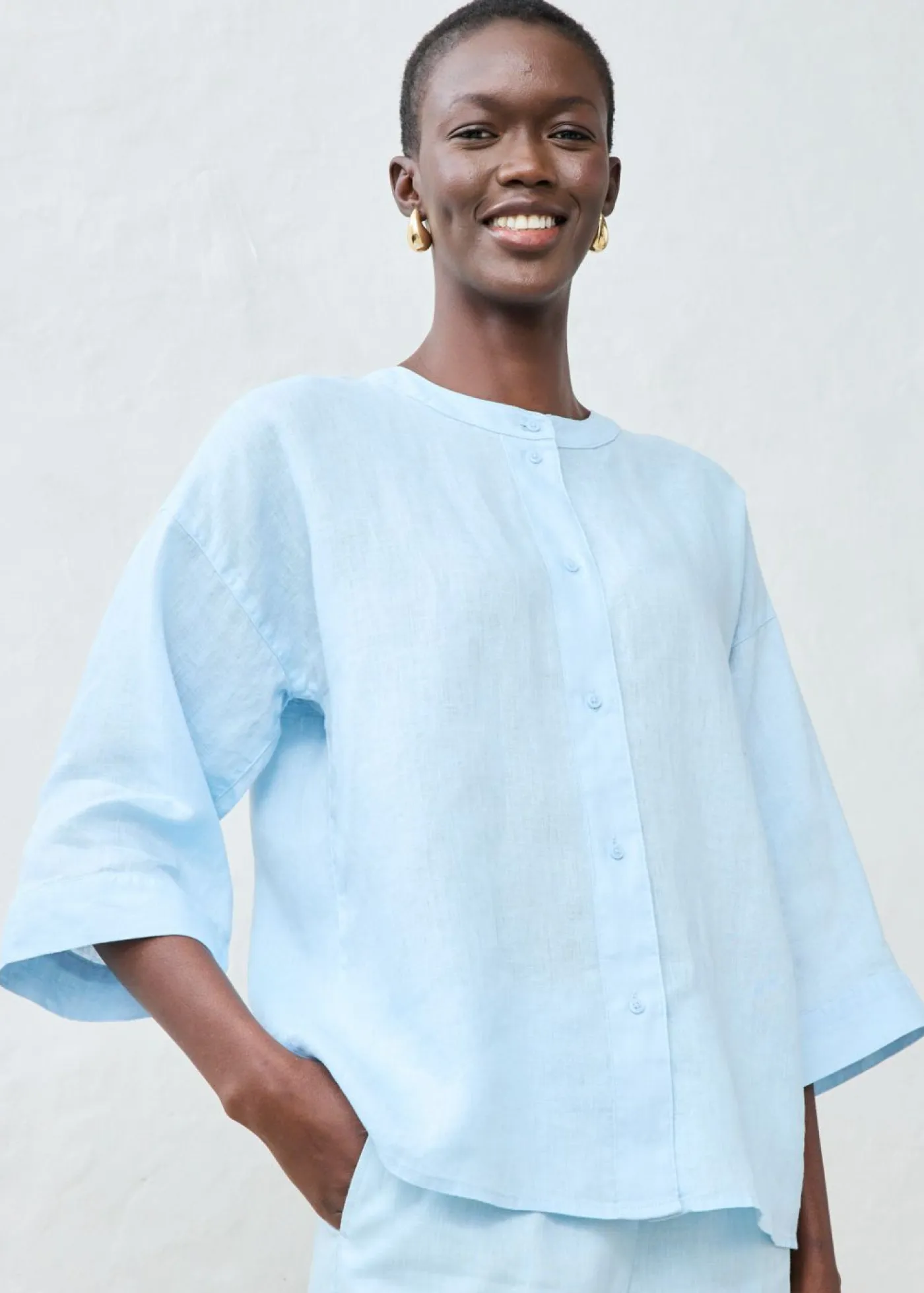 Best Blusa oversize de lino puro Mujer Premium|Camisas Y Blusas