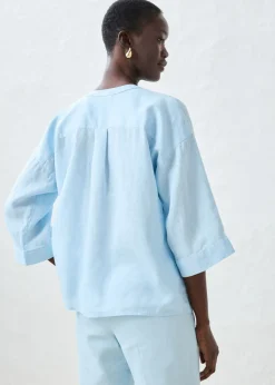 Best Blusa oversize de lino puro Mujer Premium|Camisas Y Blusas