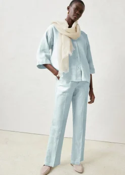 Best Blusa oversize de lino puro Mujer Premium|Camisas Y Blusas