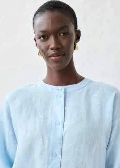 Best Blusa oversize de lino puro Mujer Premium|Camisas Y Blusas