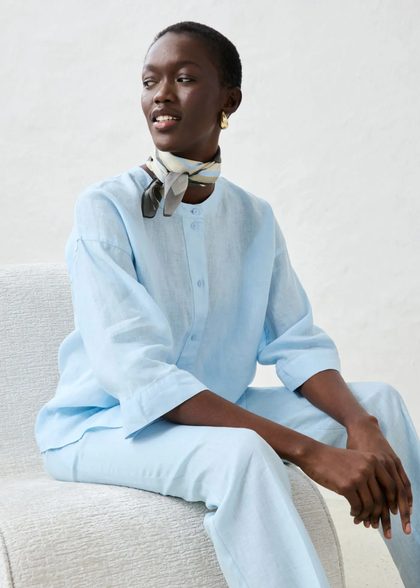 Best Blusa oversize de lino puro Mujer Premium|Camisas Y Blusas