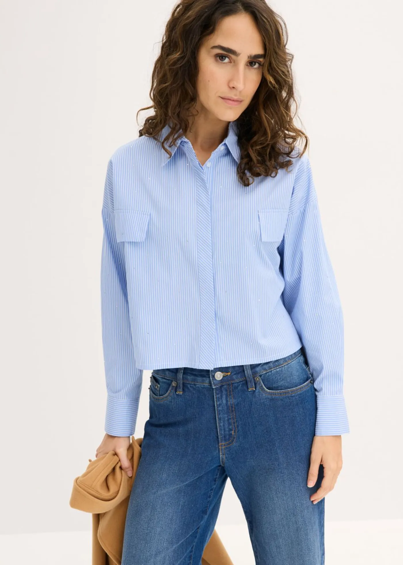 New Blusa oversize de mezcla de algodón Mujer Camisas Y Blusas
