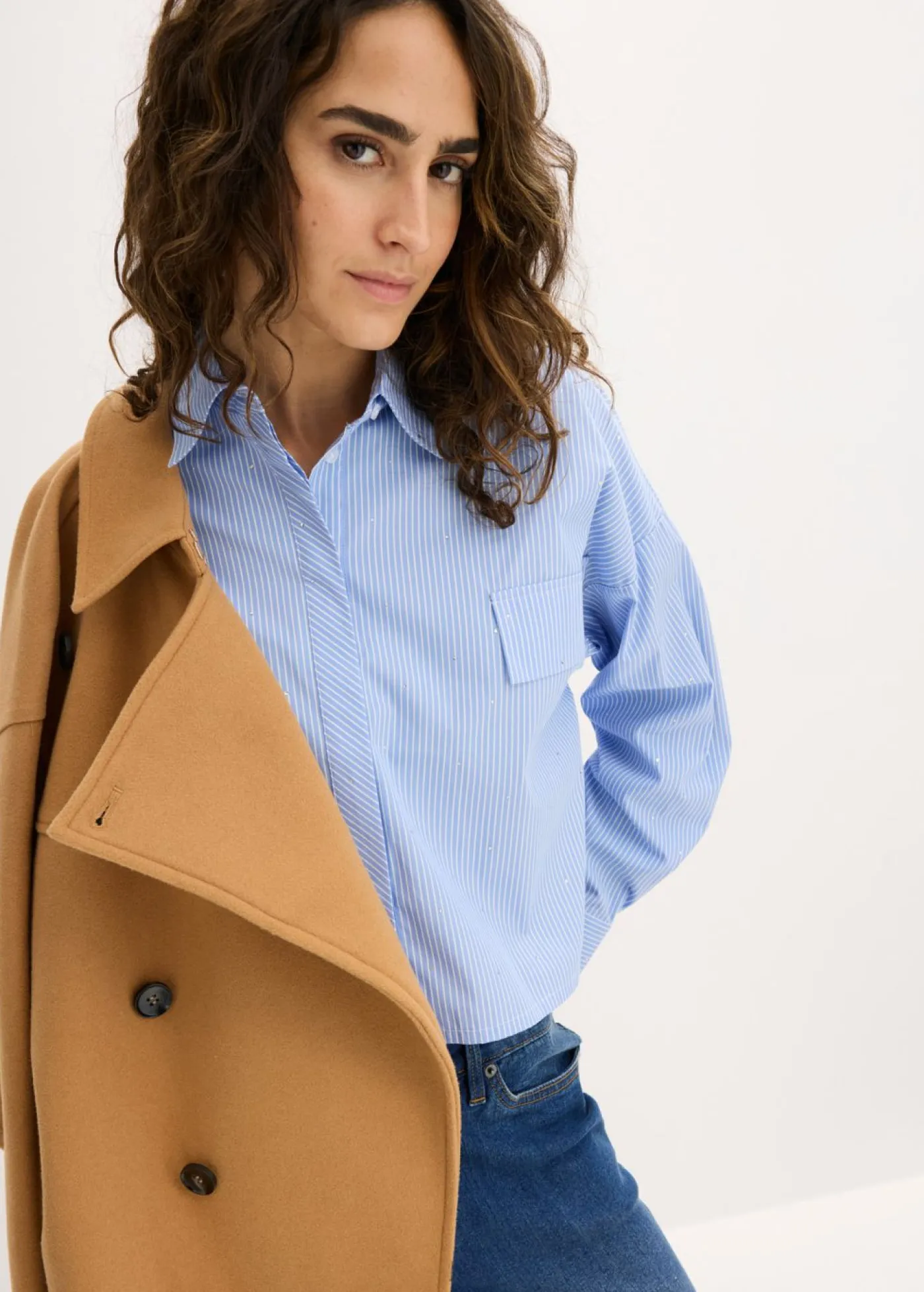 New Blusa oversize de mezcla de algodón Mujer Camisas Y Blusas