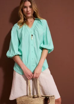 Blusa oversize de mezcla de viscosa suave Mujer Camisas Y Blusas