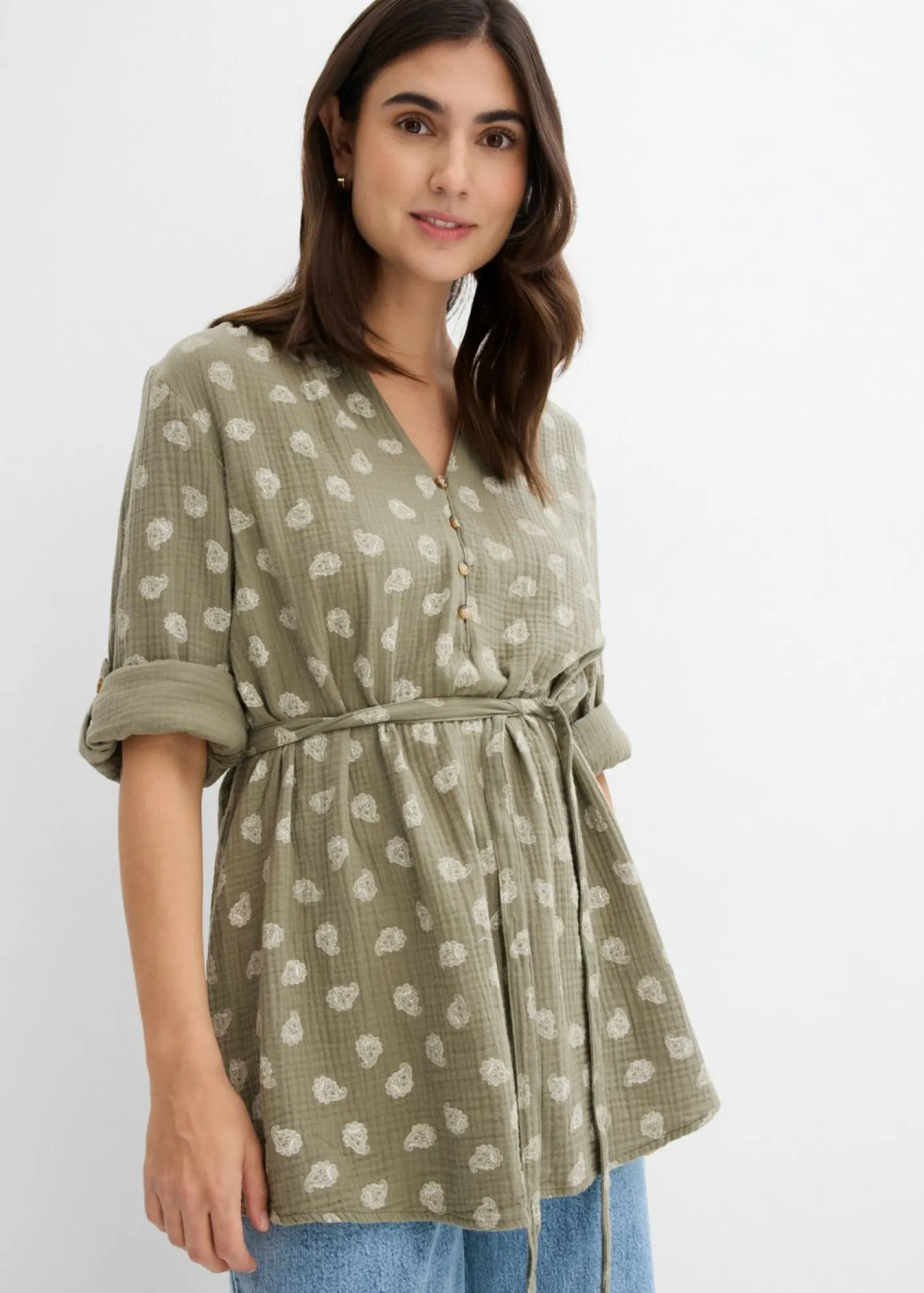 Blusa premamá/de lactancia de muselina de algodón puro Mujer Premamá