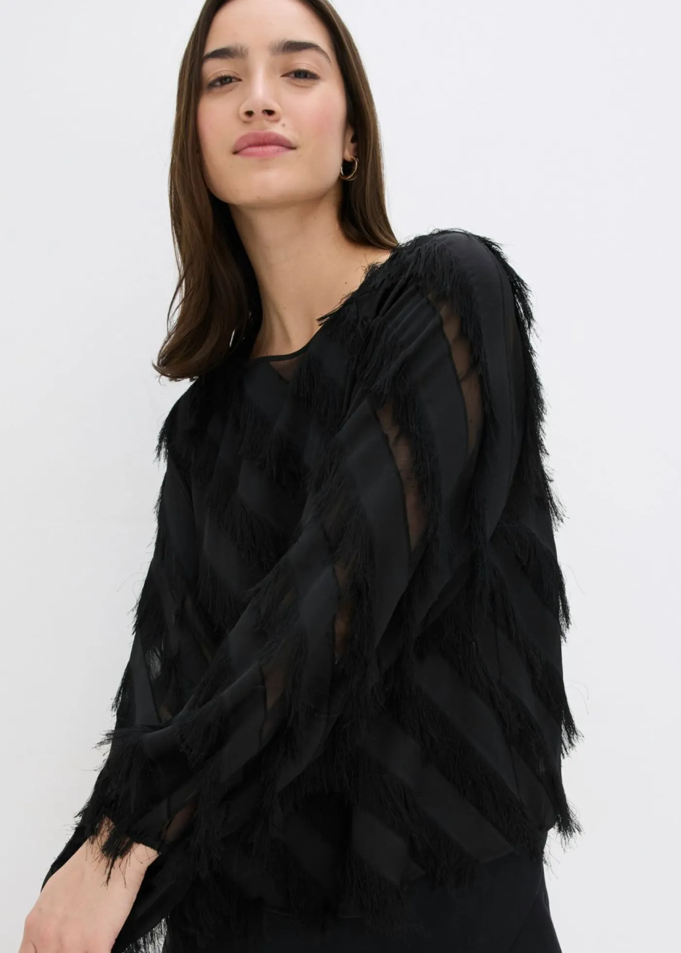 Online Blusa sin cierre con detalles de flecos Mujer Camisas Y Blusas