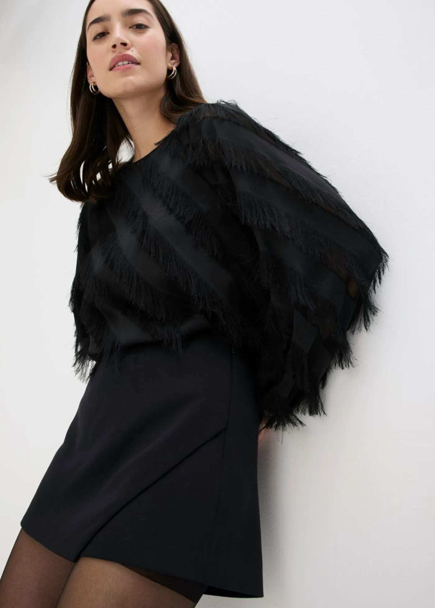 Online Blusa sin cierre con detalles de flecos Mujer Camisas Y Blusas
